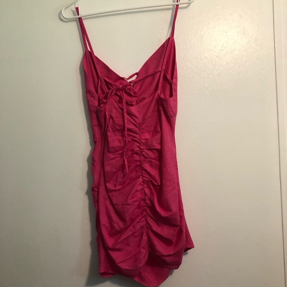 Zara Pink mini Dress Size M Summer ruffles Cocktail Party Wedding Strappy Beaded - Picture 9 of 9